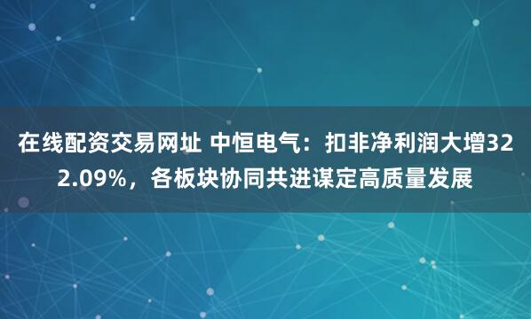 在线配资交易网址 中恒电气：扣非净利润大增322.09%，各板块协同共进谋定高质量发展